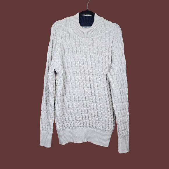 S.N.S Herning Mens Light Grey Biege Wool Stark Knit Sweater Size XL - Picture 2 of 5